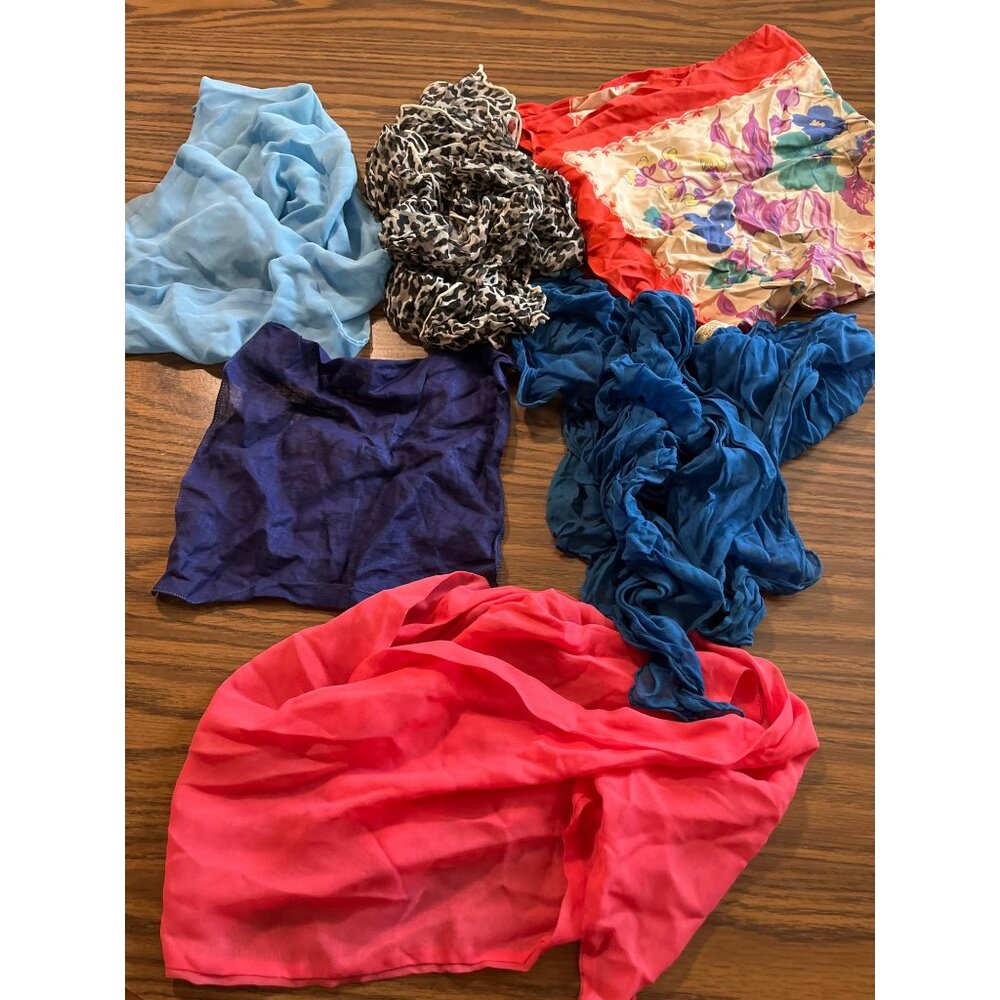Set of six square and rectangle vintage scarves